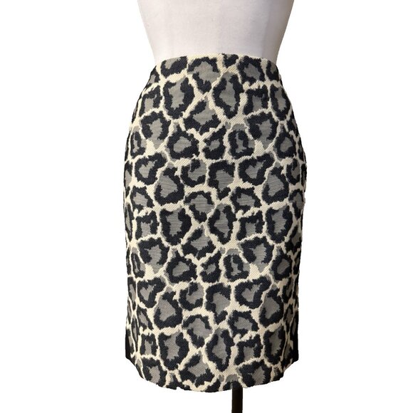 Diane Von Furstenberg Animal Print Skirt Black Cream Gray Smooth Fit Cotton Mix - Picture 5 of 15